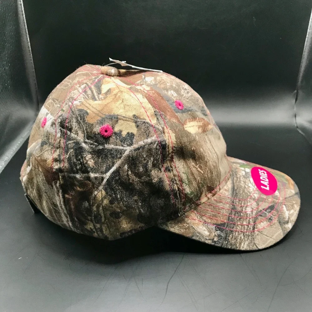 Realtree EDGE Camo Hat Womens Adjustable Strapback Cap Pink Stitching Blank
